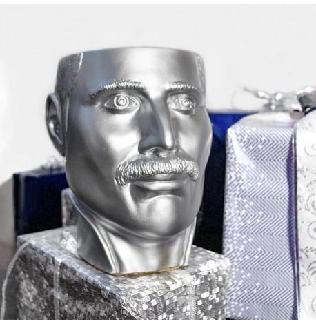Скульптура вазон-органайзер "Фредди Меркьюри" (серебристый)