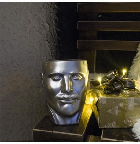 Скульптура вазон-органайзер "Фредди Меркьюри" (серебристый)