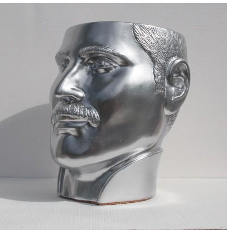 Скульптура вазон-органайзер "Фредди Меркьюри" (серебристый)