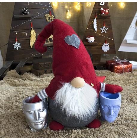 Скульптура вазон-органайзер "Фредди Меркьюри" (серебристый)