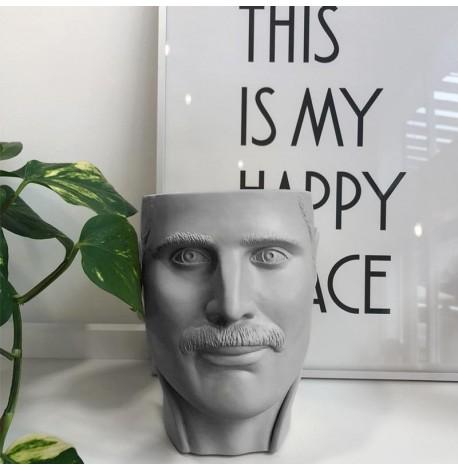 Скульптура вазон-органайзер "Фредди Меркьюри" (серый)