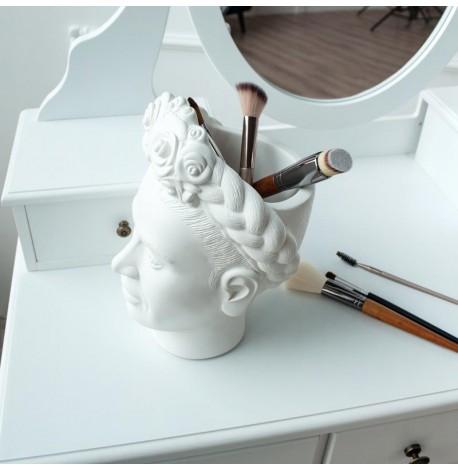 Скульптура вазон-органайзер "Фріда Кало" (білий)