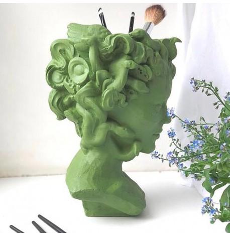 Скульптура вазон-органайзер "Медуза Горгона" (хаки)