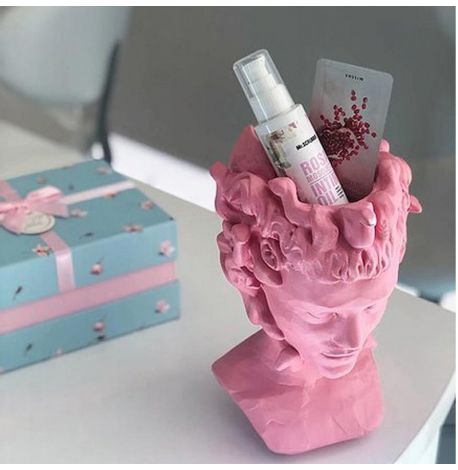 Скульптура вазон-органайзер "Медуза Горгона" (розовый)