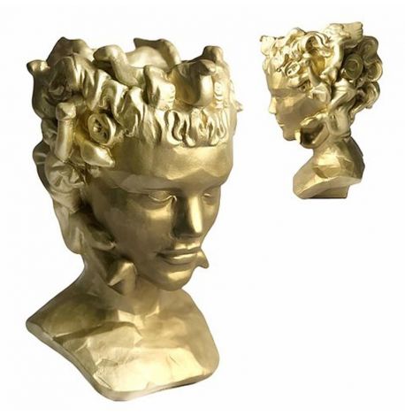 Скульптура вазон-органайзер "Медуза Горгона" (золотистый)