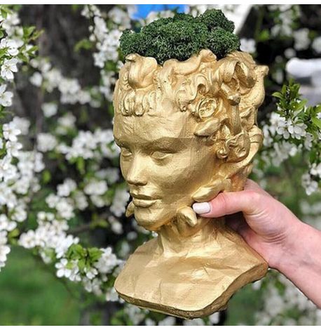 Скульптура вазон-органайзер "Медуза Горгона" (золотистый)