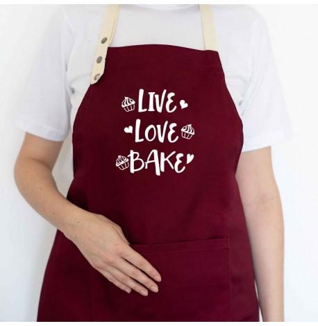 Фартух Live. Love. Bake (бордовий)