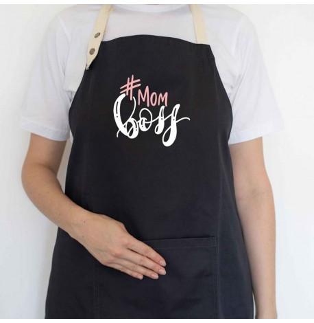 Женский фартук Mom boss (черный)