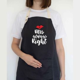 Женский фартук Mrs always right (черный)