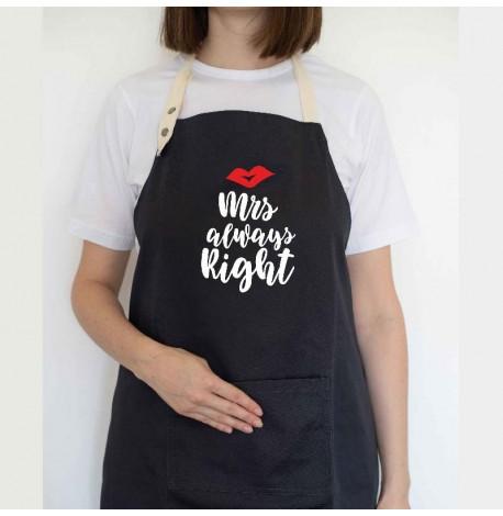 Женский фартук Mrs always right (черный)