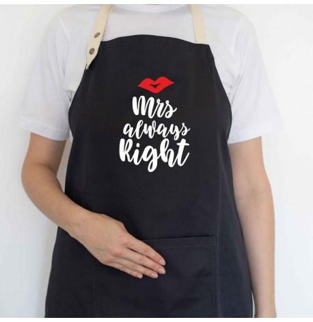 Женский фартук Mrs always right (черный)