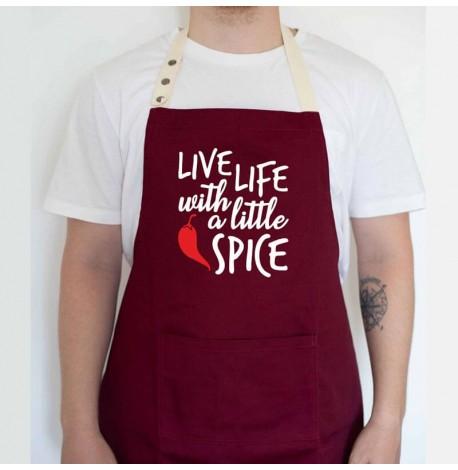 Фартук Live life with a little spice (бордовый)