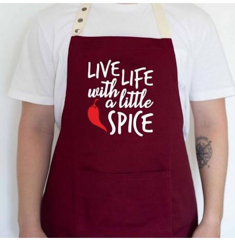 Фартук Live life with a little spice (бордовый)
