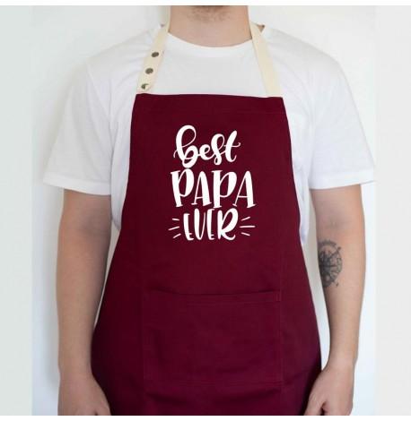 Мужской фартук Best PAPA ever (бордовый)