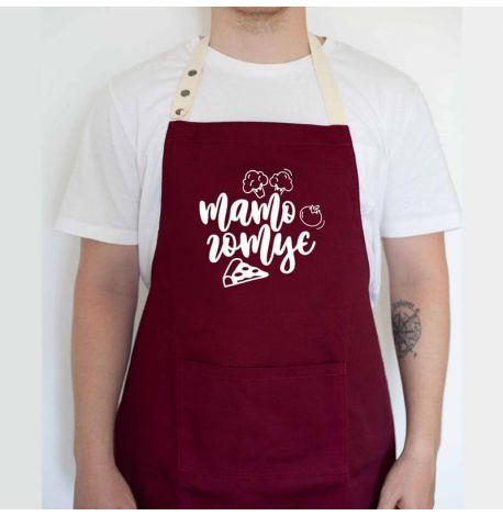 Мужской фартук "Тато готує" (бордовый)