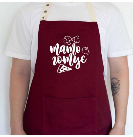 Мужской фартук "Тато готує" (бордовый)