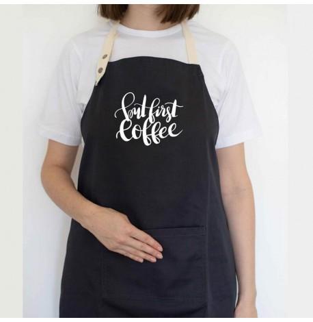 Фартук But first coffee (черный)