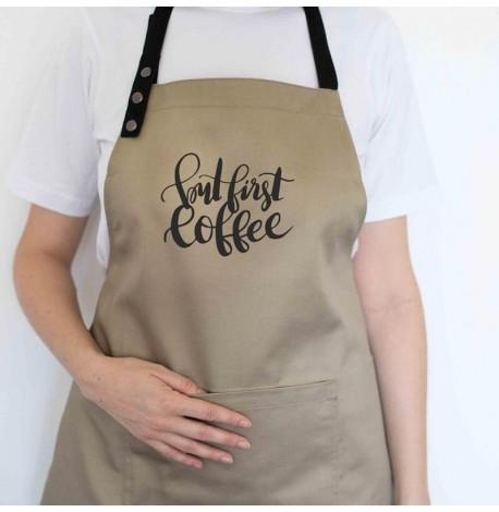 Фартук But first coffee (бежевый)
