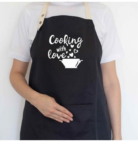 Фартук Cooking with love (черный)