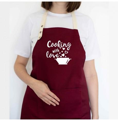 Фартук Cooking with love (бордовый)