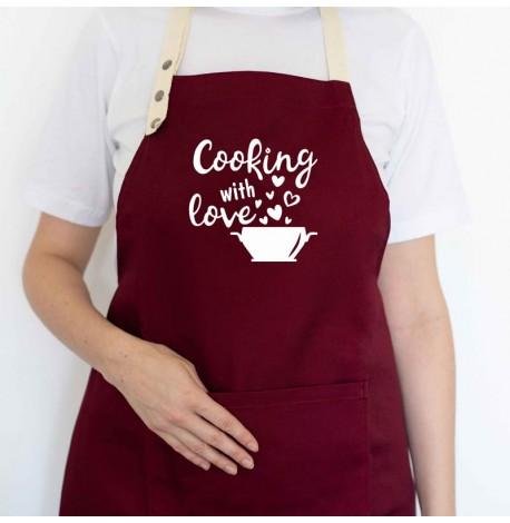 Фартук Cooking with love (бордовый)
