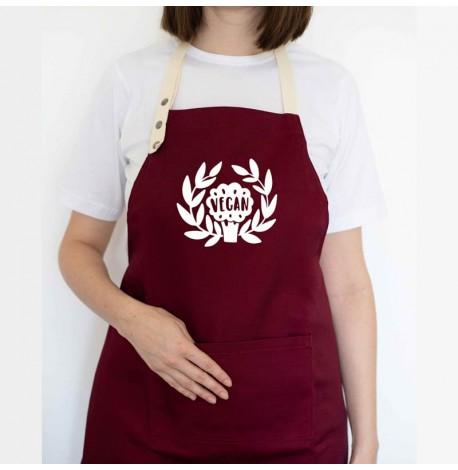Фартук Vegan (бордовый)