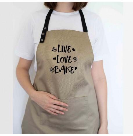 Фартук Live. Love. Bake (бежевый)