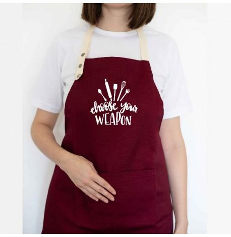 Фартук Choose your weapon (бордовый)