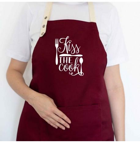 Фартук Kiss the cook (бордовый)
