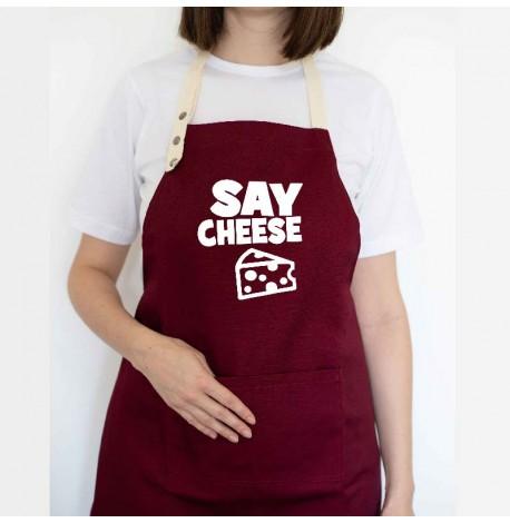 Фартук Say cheese (бордовый)