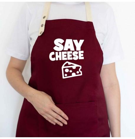 Фартук Say cheese (бордовый)