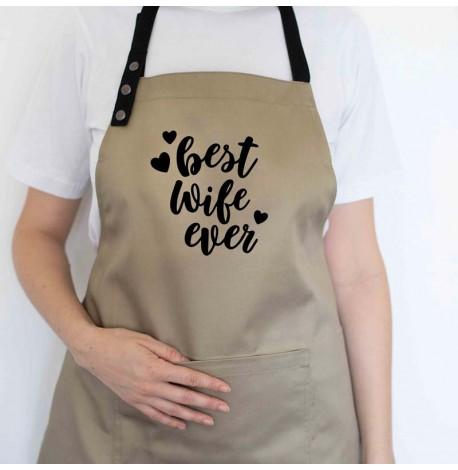 Женский фартук Best wife ever (бежевый)