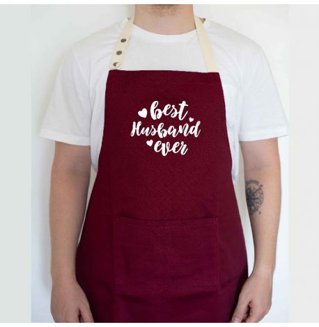 Мужской фартук Best husband ever (бордовый)