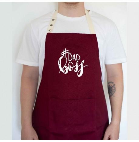 Мужской фартук Dad boss (бордовый)