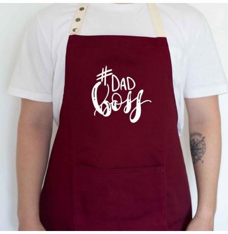 Мужской фартук Dad boss (бордовый)