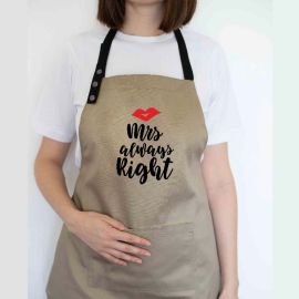 Жіночий фартух Mrs always right (бежевий)