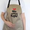 Женский фартук Mrs always right (бежевый)