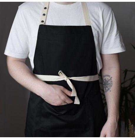 Фартух-передник з саржи (чорний)