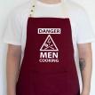 Чоловічий фартух Danger men cooking (бордовий)