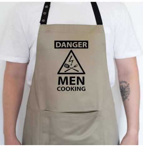 Мужской фартук Danger men cooking (бежевый)