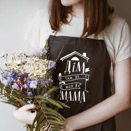 Женский фартук "Дім там, де моя мама" (черный)