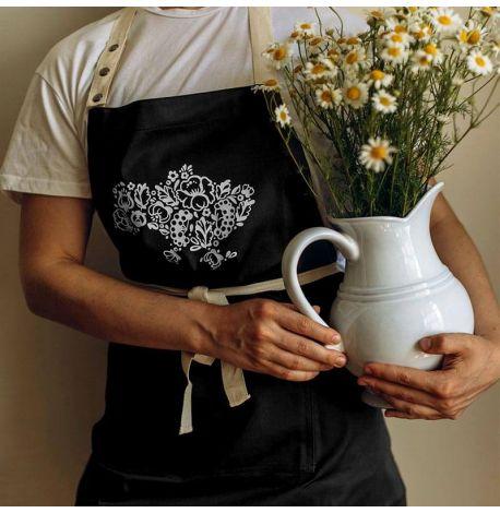 Фартух «Карта України Петріківський розпис» (чорний)