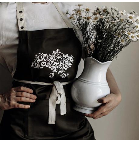 Фартух «Карта України Петріківський розпис» (чорний)