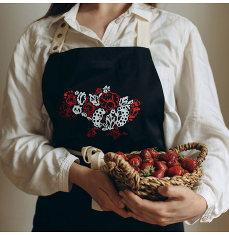 Фартух «Карта України Петріківський розпис» №2 (чорний)