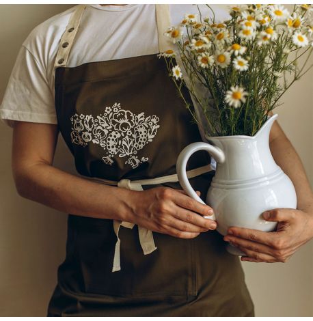 Фартук «Карта Украины Петриковская роспись» (хаки)