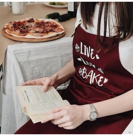 Фартух Live. Love. Bake (бордовий)