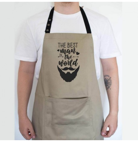 Чоловічий фартух The best man in the world (бежевий)