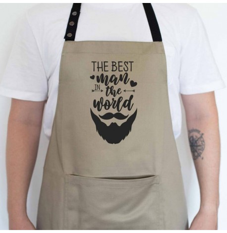 Чоловічий фартух The best man in the world (бежевий)