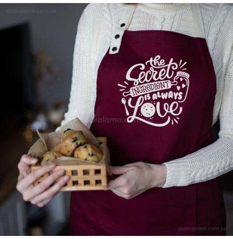Фартук The secret ingridient is always love (бордовый)