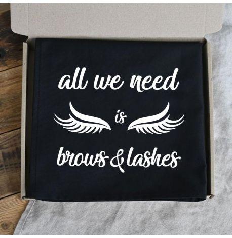 Женский фартук-передник All we need is brows and lashes (черный)